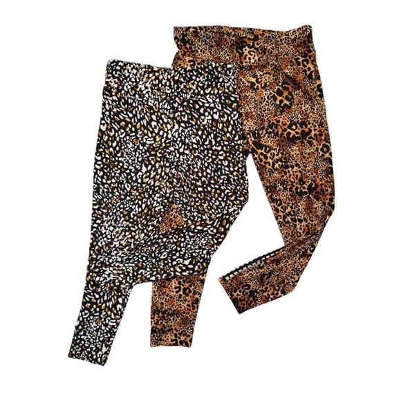 Animal Printed High Waist Stretch Ankle Leggings 2 Pair Bundle Plusize XL | 0X - Picture 1 of 12